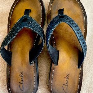 Clarks Flip Flop Faux Leather, Black